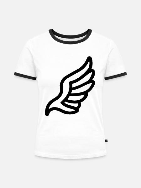 Engelsflügel - Frauen Kontrast-T-Shirt - Weiß/Schwarz