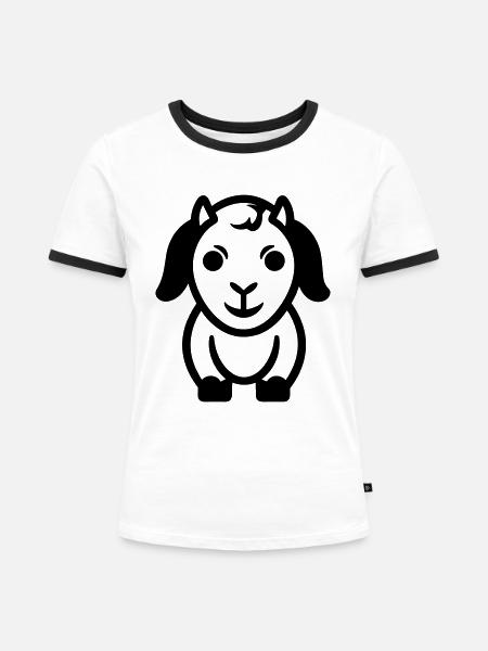 Ziegenbock - Frauen Kontrast-T-Shirt - Weiß/Schwarz