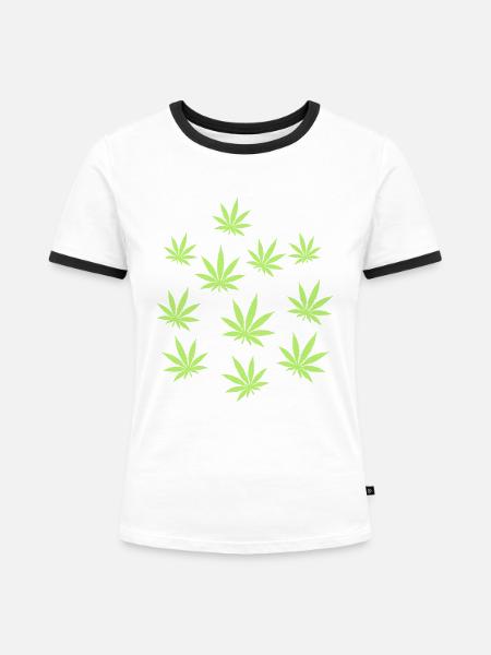 Marihuana - Frauen Kontrast-T-Shirt - Weiß/Schwarz