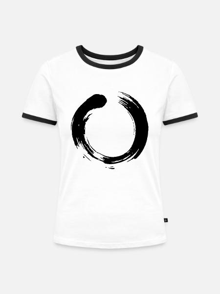 Kreis - Frauen Kontrast-T-Shirt - Weiß/Schwarz