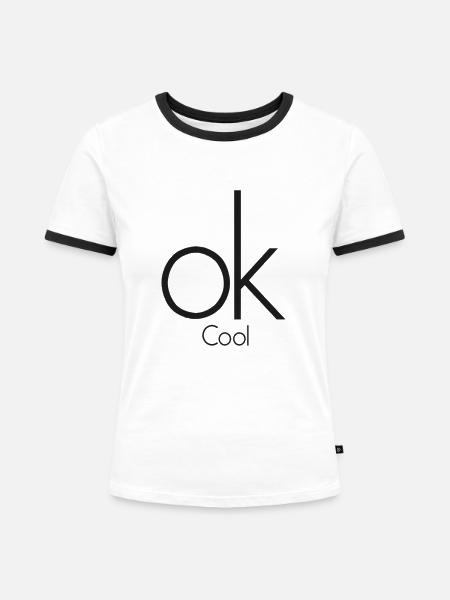 ok - Frauen Kontrast-T-Shirt - Weiß/Schwarz