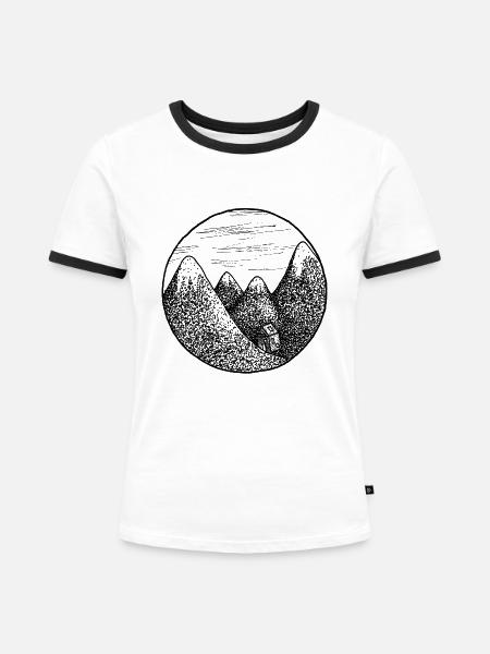 Berglandschaft - Frauen Kontrast-T-Shirt - Weiß/Schwarz