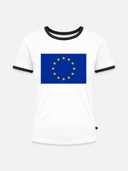 EU Fahne - Frauen Kontrast-T-Shirt - Weiß/Schwarz