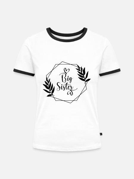 Große Schwester - Frauen Kontrast-T-Shirt - Weiß/Schwarz
