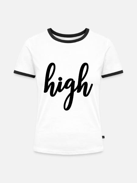 High - Frauen Kontrast-T-Shirt - Weiß/Schwarz