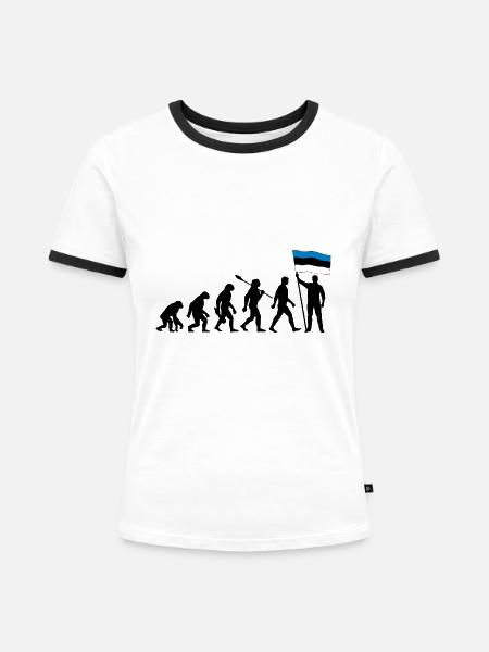 Estland - Evolution - Flagge - Nation - Frauen Kontrast-T-Shirt - Weiß/Schwarz