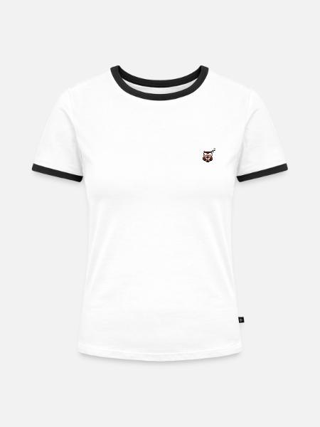 Eule - Frauen Kontrast-T-Shirt - Weiß/Schwarz