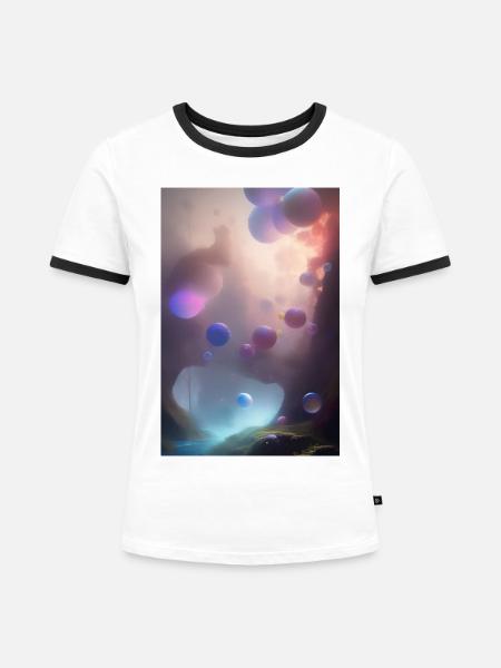 Bunte Blasen - Frauen Kontrast-T-Shirt - Weiß/Schwarz