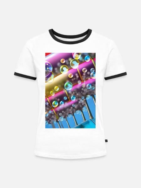 Bunte Seifenblasen - Frauen Kontrast-T-Shirt - Weiß/Schwarz