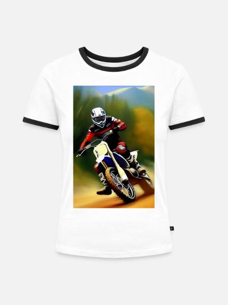 Motocross Fahren - Frauen Kontrast-T-Shirt - Weiß/Schwarz