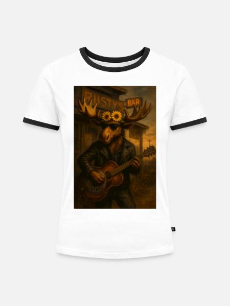 Gesetzloser Elch - Frauen Kontrast-T-Shirt - Weiß/Schwarz