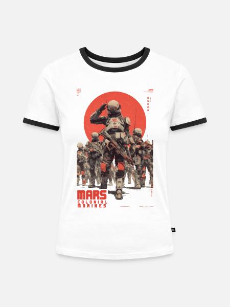 Mars Soldaten Frontlinie - Frauen Kontrast-T-Shirt - Weiß/Schwarz