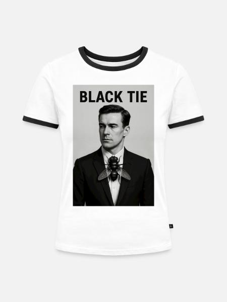Black Tie - Frauen Kontrast-T-Shirt - Weiß/Schwarz
