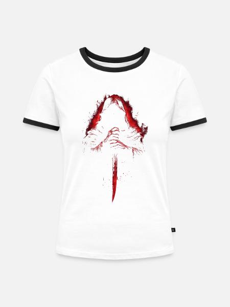 Roter Sensenmann Dolch - Frauen Kontrast-T-Shirt - Weiß/Schwarz