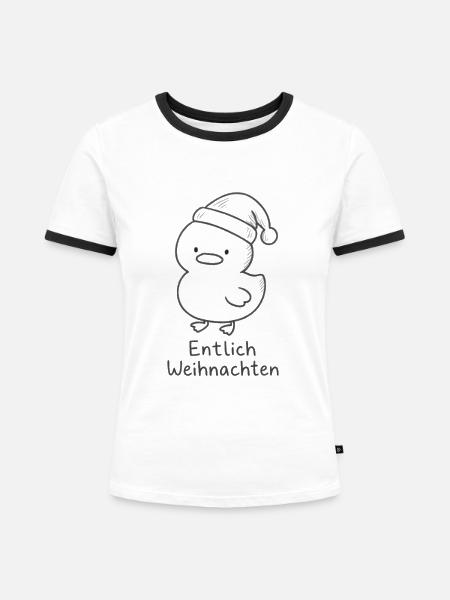 entlich weihnachten - Frauen Kontrast-T-Shirt - Weiß/Schwarz