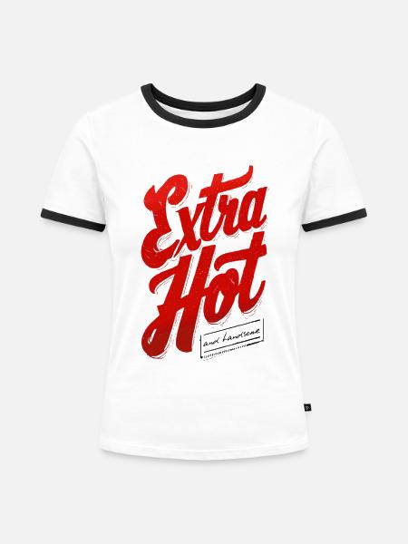 Extra Hot - Frauen Kontrast-T-Shirt - Weiß/Schwarz