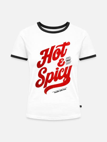 Hot & Spicy - Frauen Kontrast-T-Shirt - Weiß/Schwarz