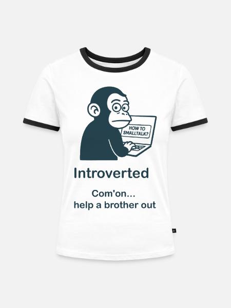 Introvertiert – Hilfe - Frauen Kontrast-T-Shirt - Weiß/Schwarz