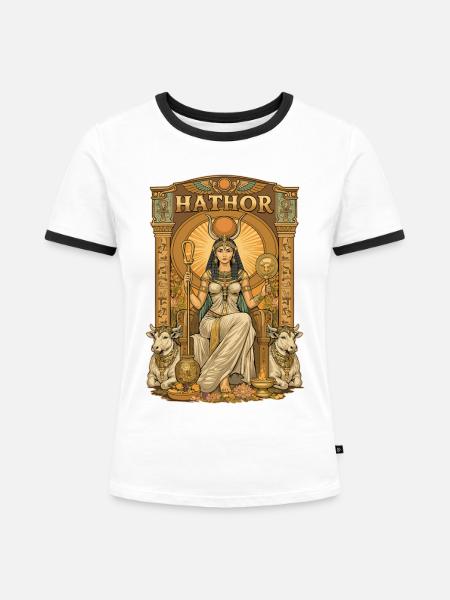 Thron von HATHOR - Frauen Kontrast-T-Shirt - Weiß/Schwarz