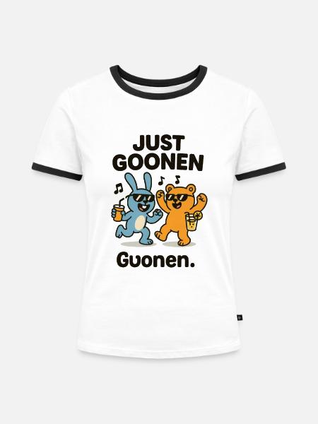 Just Goonen Partybären - Frauen Kontrast-T-Shirt - Weiß/Schwarz