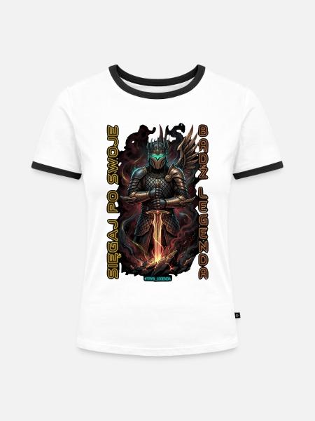 Cyber Knight Legende - Frauen Kontrast-T-Shirt - Weiß/Schwarz