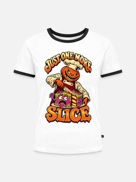 Nur noch ein Stück Retro-Halloween-Koch - Frauen Kontrast-T-Shirt - Weiß/Schwarz