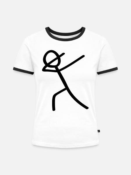 dabbing man - Frauen Kontrast-T-Shirt - Weiß/Schwarz