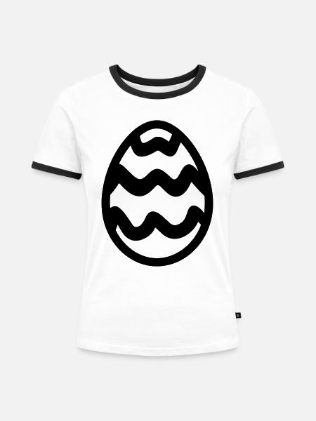 Ei - Frauen Kontrast-T-Shirt - Weiß/Schwarz