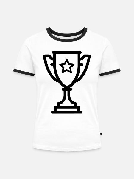 Trophäe - Frauen Kontrast-T-Shirt - Weiß/Schwarz