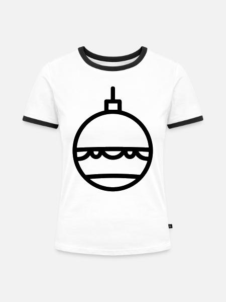 Weihnachtskugel - Frauen Kontrast-T-Shirt - Weiß/Schwarz