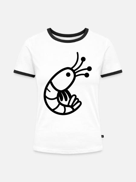 Garnele - Frauen Kontrast-T-Shirt - Weiß/Schwarz