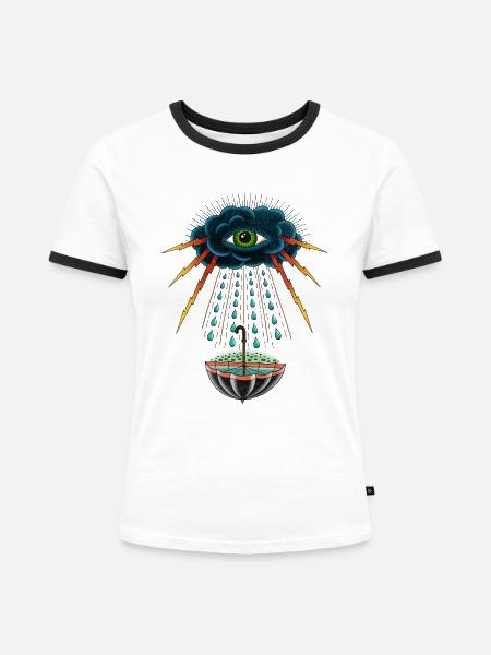Thunder - Frauen Kontrast-T-Shirt - Weiß/Schwarz