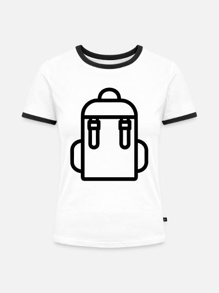 Rucksack - Frauen Kontrast-T-Shirt - Weiß/Schwarz