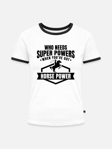 Pferdestärken - Frauen Kontrast-T-Shirt - Weiß/Schwarz