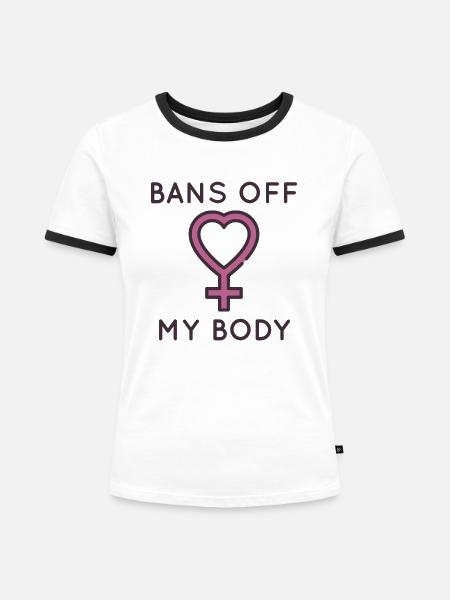 Bans von meinem Körper - Frauen Kontrast-T-Shirt - Weiß/Schwarz