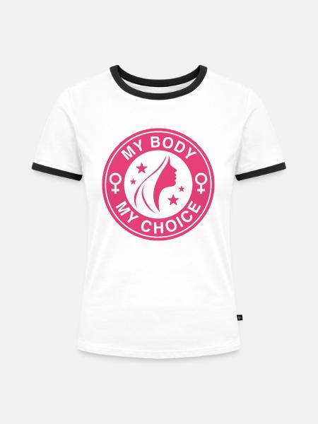 Mein Körper Meine Wahl - Frauen Kontrast-T-Shirt - Weiß/Schwarz