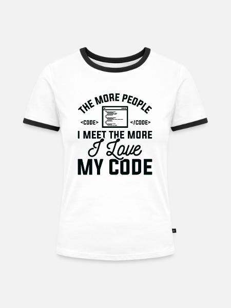 Ich liebe meinen Code - Frauen Kontrast-T-Shirt - Weiß/Schwarz