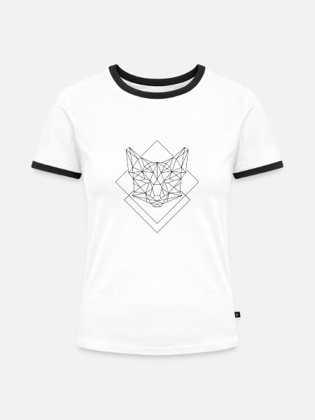 Polygon Fuchs - Frauen Kontrast-T-Shirt - Weiß/Schwarz