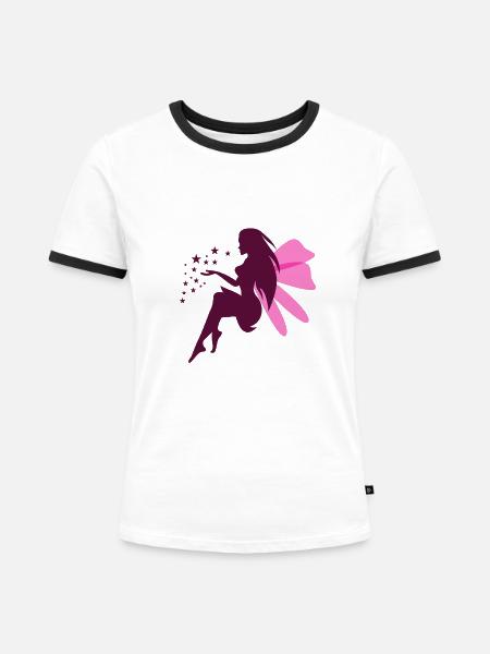 violet fairy 2 - Frauen Kontrast-T-Shirt - Weiß/Schwarz