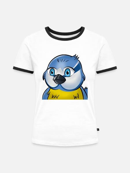 Meise - Frauen Kontrast-T-Shirt - Weiß/Schwarz