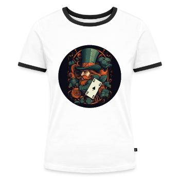 Ace of Spades - Frauen Kontrast-T-Shirt - Weiß/Schwarz - Vorne - Selfina (174cm)