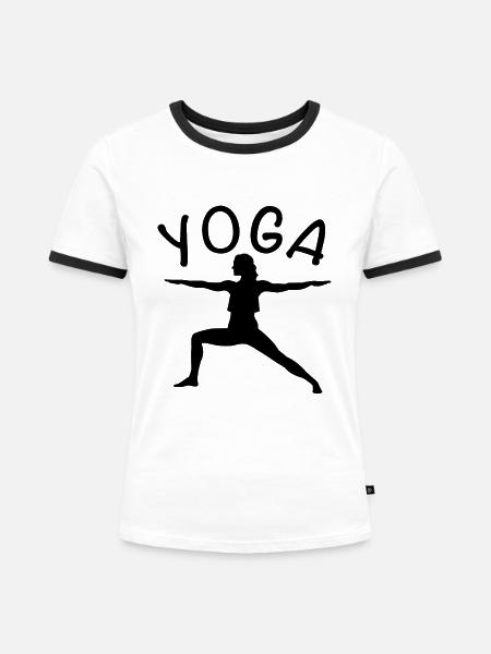 Yoga Übungen - Frauen Kontrast-T-Shirt - Weiß/Schwarz