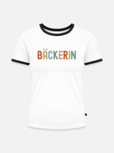 Bäckerin - Frauen Kontrast-T-Shirt - Weiß/Schwarz