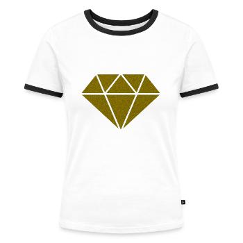 Diamant gold glitzer - Frauen Kontrast-T-Shirt - Weiß/Schwarz - Vorne - Selfina (174cm)