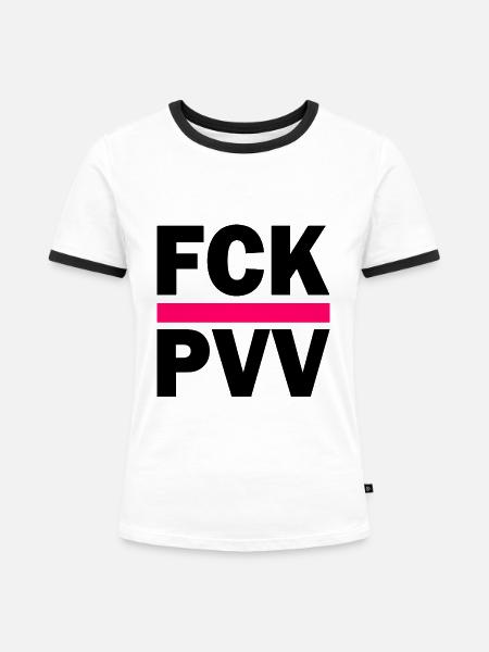 Fck pvv - Frauen Kontrast-T-Shirt - Weiß/Schwarz