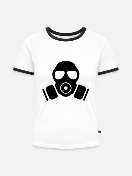 Gasmaske Symbol - Frauen Kontrast-T-Shirt - Weiß/Schwarz