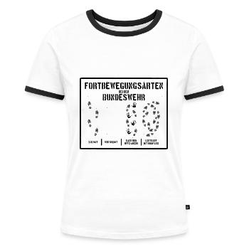 FORTBEWEGUNGSARTEN BEI DER BUNDESWEHR BUND - Frauen Kontrast-T-Shirt - Weiß/Schwarz - Vorne - Selfina (174cm)