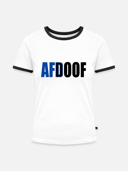 Afd doof afdoof - Frauen Kontrast-T-Shirt - Weiß/Schwarz