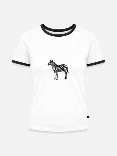 Zebra - Frauen Kontrast-T-Shirt - Weiß/Schwarz