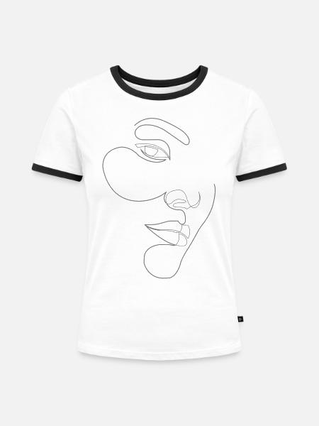 Frauengesicht - Frauen Kontrast-T-Shirt - Weiß/Schwarz